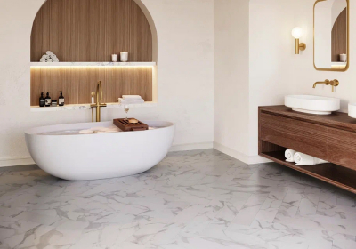 Кварцвиниловый LVT ламинат Invictus Maximus Dryback Herringbone Pure Marble - Snowflake